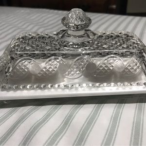 Avon Clear Crystal Covered Butter Dish VINTAGE